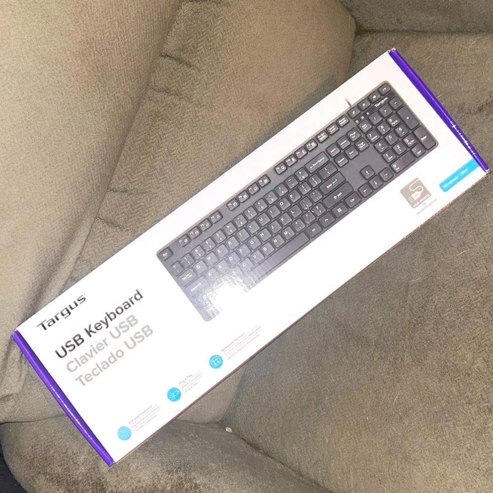 TARGUS USB KEYBOARD, USB wired, multimedia hot keys